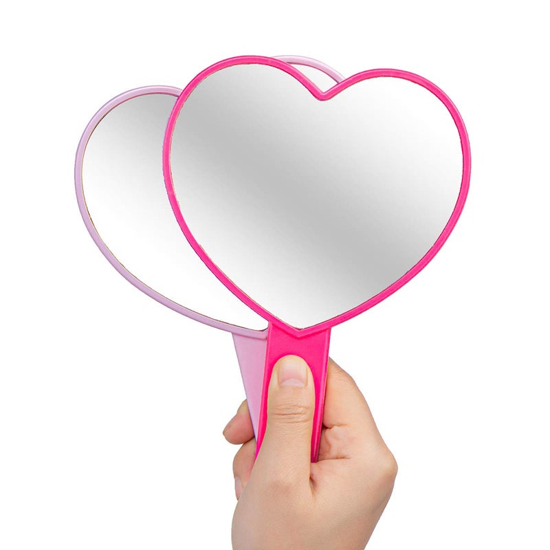 Topyhl 2Pcs Heart-Shaped Makeup Hand Mirror Travel Handheld Mirror Portable Personal Cosmetic Mirror With Handle (Rose Red) - Image 3