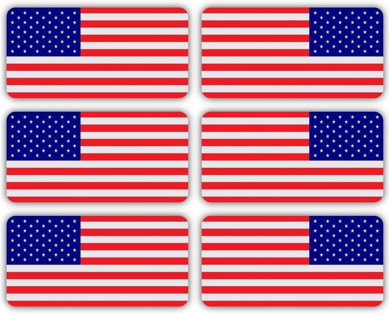 6 pcs Hard Hat American Flag Stickers, Reflective USA Mirrored Hardhat Flag Decals, Tactical Morale Military Gear USA American Flag Helmet Toolbox