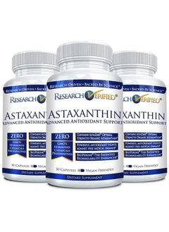 research verified Astaxanthin - Powerful Antioxidant, Fights Free Radicals, Supports Skin, Joints, Brain, Eyes, and Heart - Zinc RDA, Vitamin E, BioPerine - 3 Month Supply - Non-GMO, Made in The USA  - Image 1