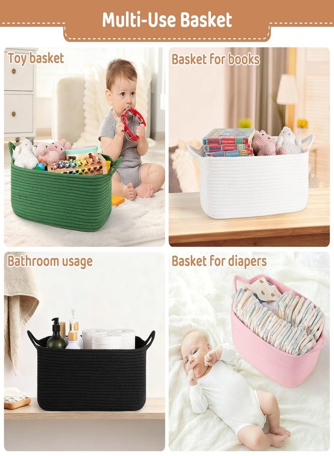OIASKET Large Empty Gift Baskets for Baby Shower, 16.5"L x 12.6"W x 7"H Cute Woven Storage Basket with Gift Bags and Ribbons, Small Rope Toy Basket with Handles, Cat Dog Pet Toy Organizer - White - Image 5