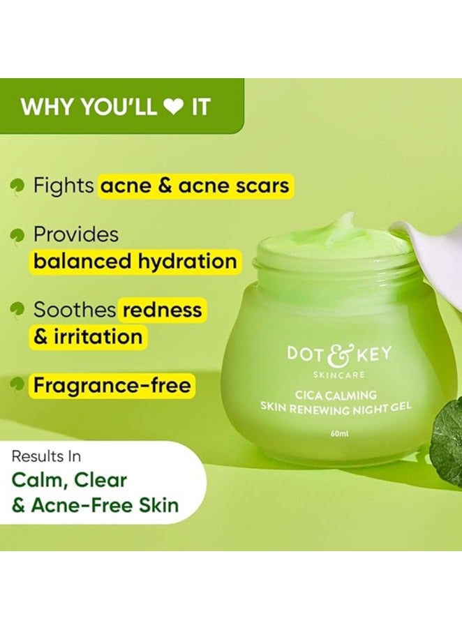 Dot & Key CICA Calming Skin Renewing Night Gel For Oily, Acne Prone And Sensitive Skin Night Cream with Niacinamide, Green Tea & Hyaluronic Fades Blemishes & Dark Spots 60ml - Image 3