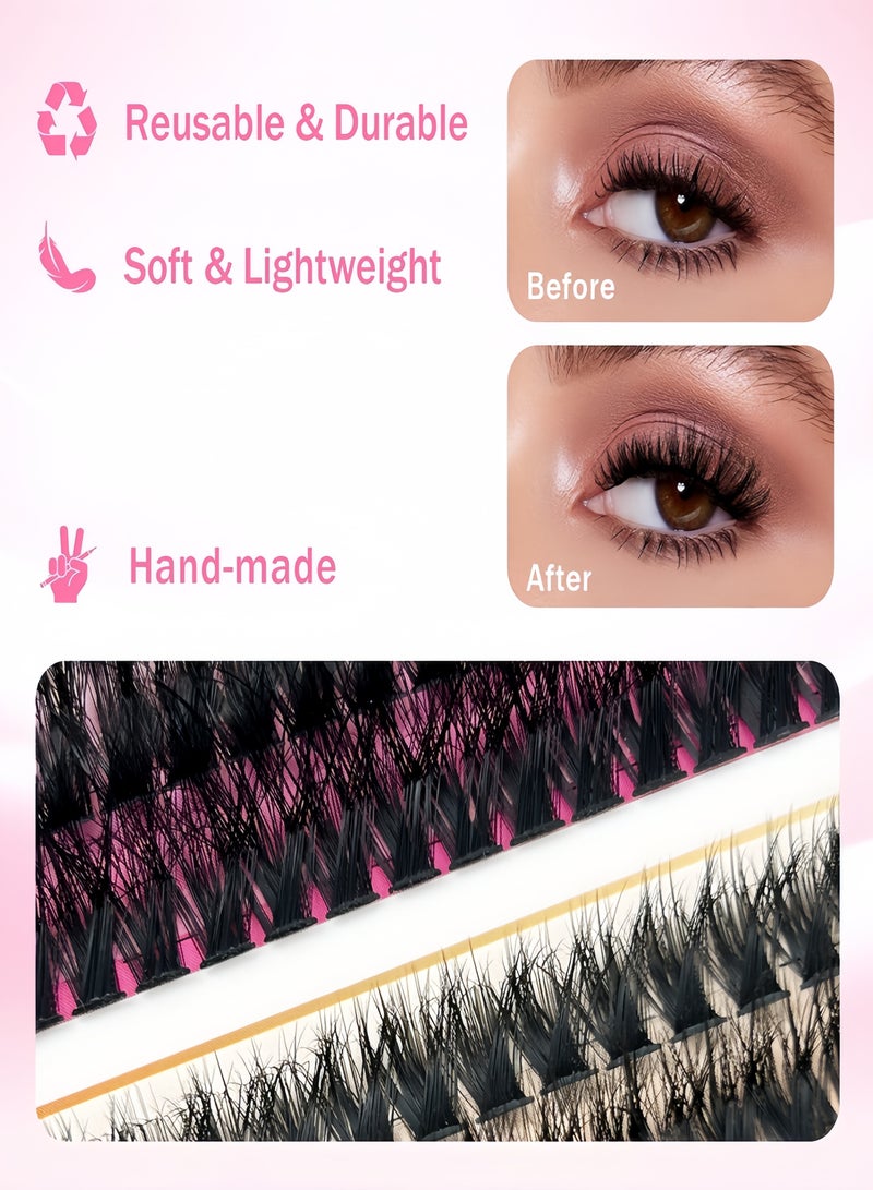 320PCS Curly Fluffy Individual Eyelashes，Soft Curly False Lashes， Natural Looking DIY Eyelash Extensions Fluffy False Eyelash Individual Eyelash Clusters Reusable Eyelash Extensions 8- 16mm, 4 Curls 60D 80D 100D 120D for Make up - Image 3