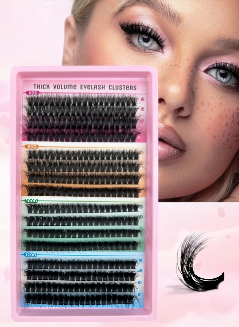 320PCS Curly Fluffy Individual Eyelashes，Soft Curly False Lashes， Natural Looking DIY Eyelash Extensions Fluffy False Eyelash Individual Eyelash Clusters Reusable Eyelash Extensions 8- 16mm, 4 Curls 60D 80D 100D 120D for Make up - Image 1