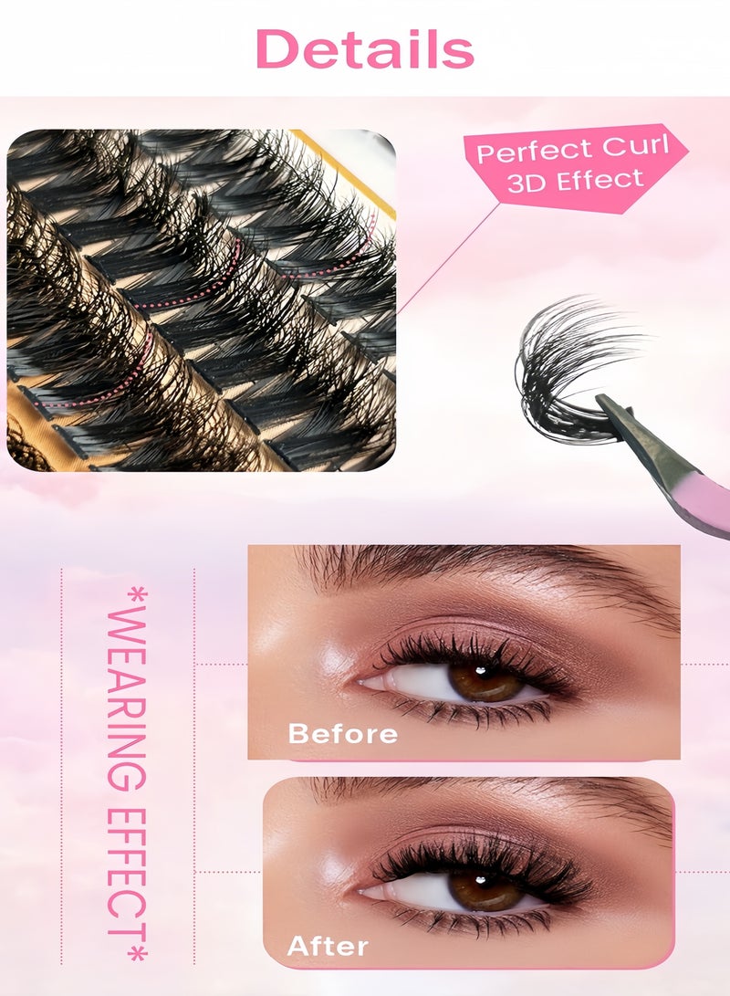 320PCS Curly Fluffy Individual Eyelashes，Soft Curly False Lashes， Natural Looking DIY Eyelash Extensions Fluffy False Eyelash Individual Eyelash Clusters Reusable Eyelash Extensions 8- 16mm, 4 Curls 60D 80D 100D 120D for Make up - Image 5