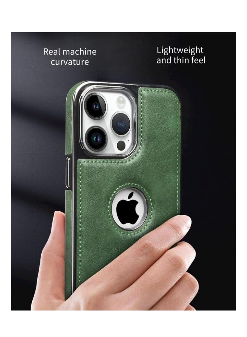 Aookay Case for iPhone 16 Pro Max, Luxury Leather Business Classic Cover with Logo Cutout, Non Slip Soft Grip Anti-Scratch Men Women Cases for iPhone 16 Pro Max (Dark Green) - Image 2