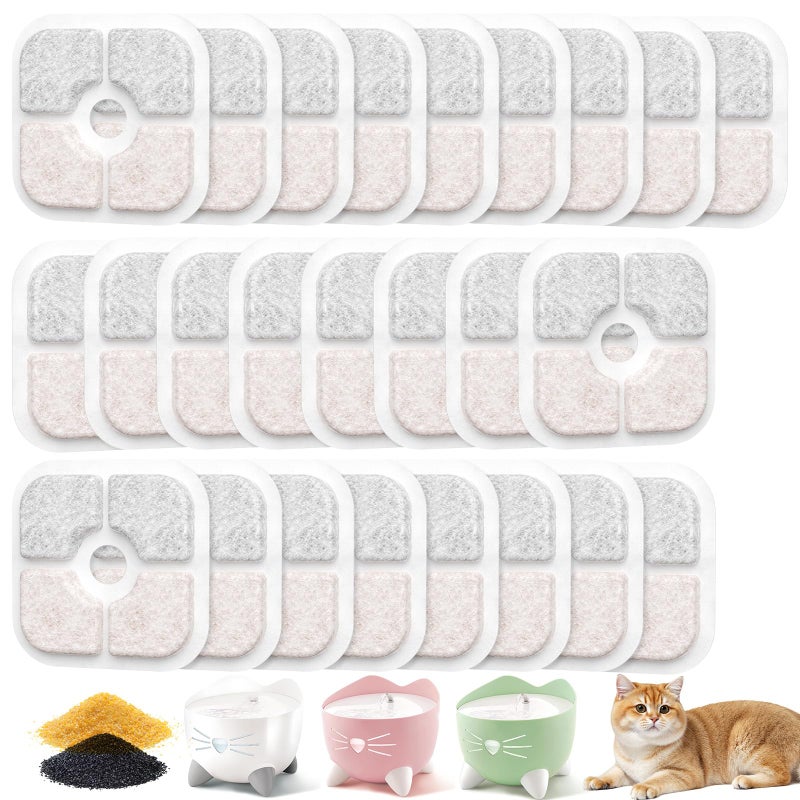 Caehomly 25-Pack Cat Fountain Filter Compatible With Catit PIXI Drinking Fountain, Replacement Triple Action Water Filter, White - Image 1