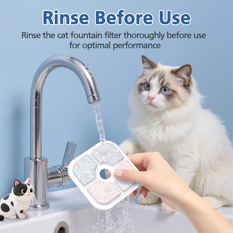 Caehomly 25-Pack Cat Fountain Filter Compatible With Catit PIXI Drinking Fountain, Replacement Triple Action Water Filter, White - Image 4