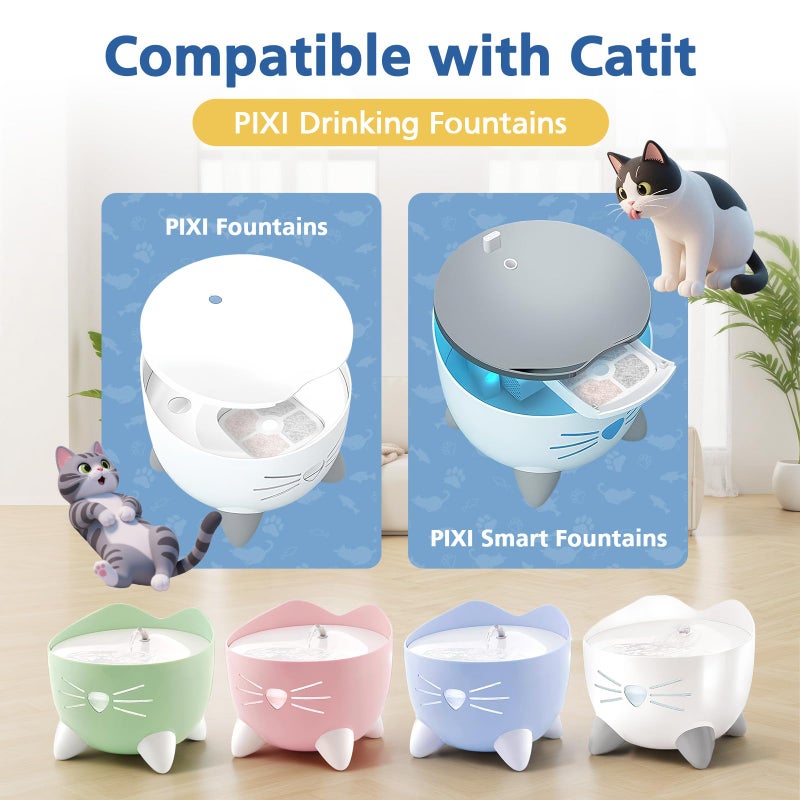 Caehomly 25-Pack Cat Fountain Filter Compatible With Catit PIXI Drinking Fountain, Replacement Triple Action Water Filter, White - Image 2
