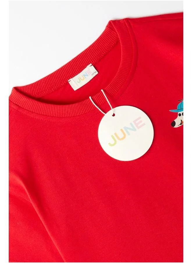 JUNE June Boy Tshirt Red - Beige