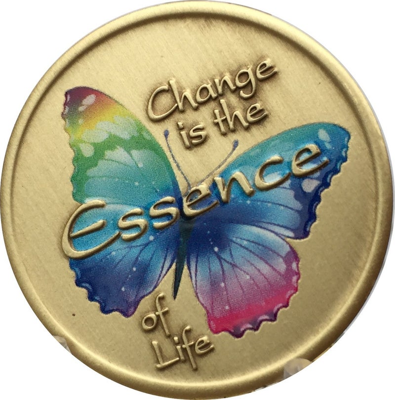 RecoveryChip Change is The Essence of Life Color Rainbow Butterfly Medallion Surrender Chip - Image 1