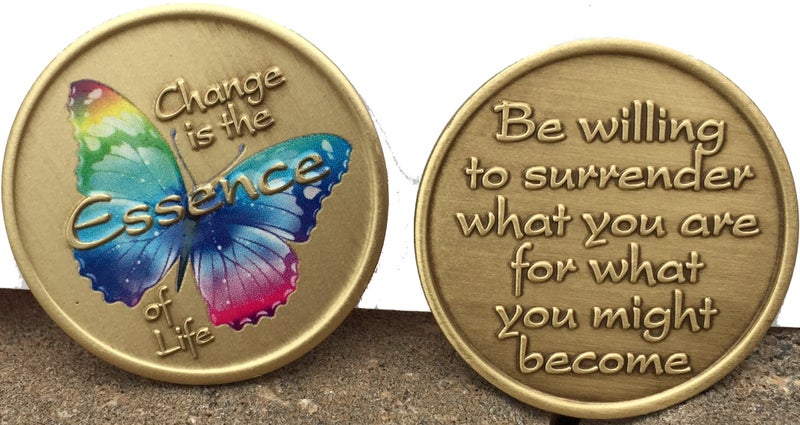 RecoveryChip Change is The Essence of Life Color Rainbow Butterfly Medallion Surrender Chip - Image 3