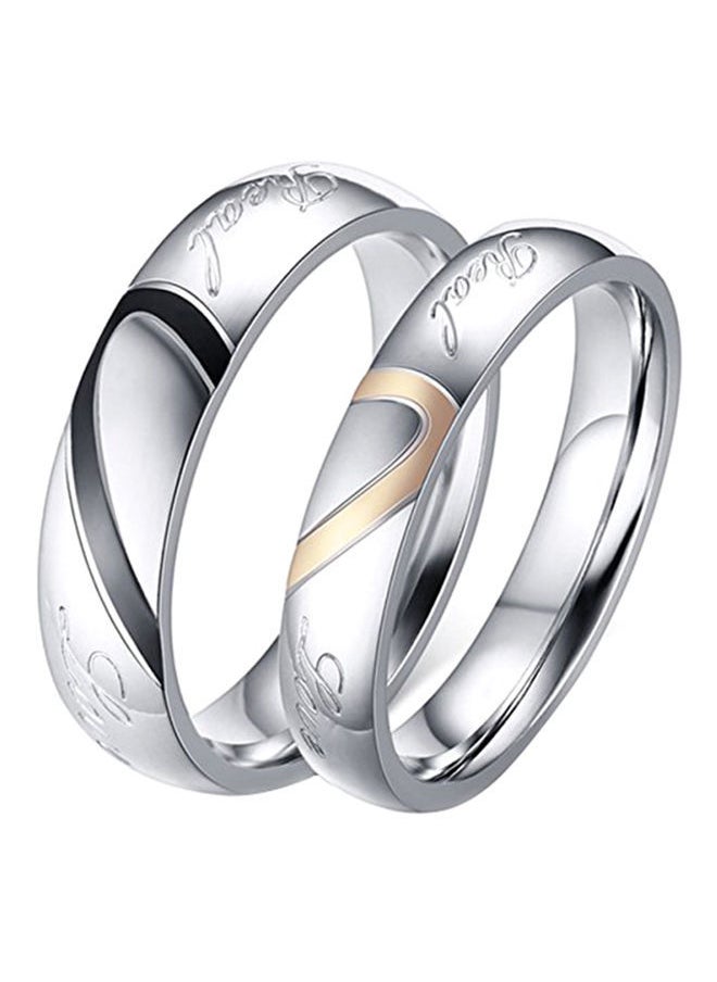 NIBEMINENT Stainless Steel Couple Real Love Matching Heart Wedding Ring  - Image 1