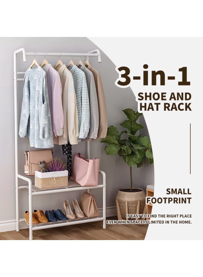 3 في 1 رف معاطف للمدخل، مقعد أحذية، حامل ملابس معدني على شكل شجرة، مقعد تخزين من طبقتين، منظم ملابس قائم بذاته، حامل قبعات، قضيب لتعليق السترات - Image 4