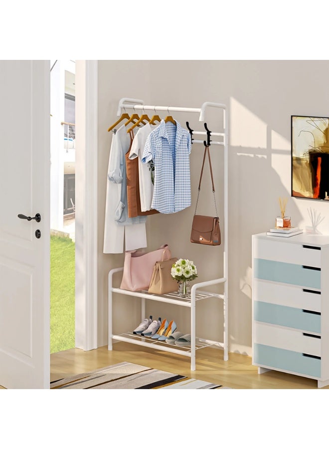 3 في 1 رف معاطف للمدخل، مقعد أحذية، حامل ملابس معدني على شكل شجرة، مقعد تخزين من طبقتين، منظم ملابس قائم بذاته، حامل قبعات، قضيب لتعليق السترات - Image 5