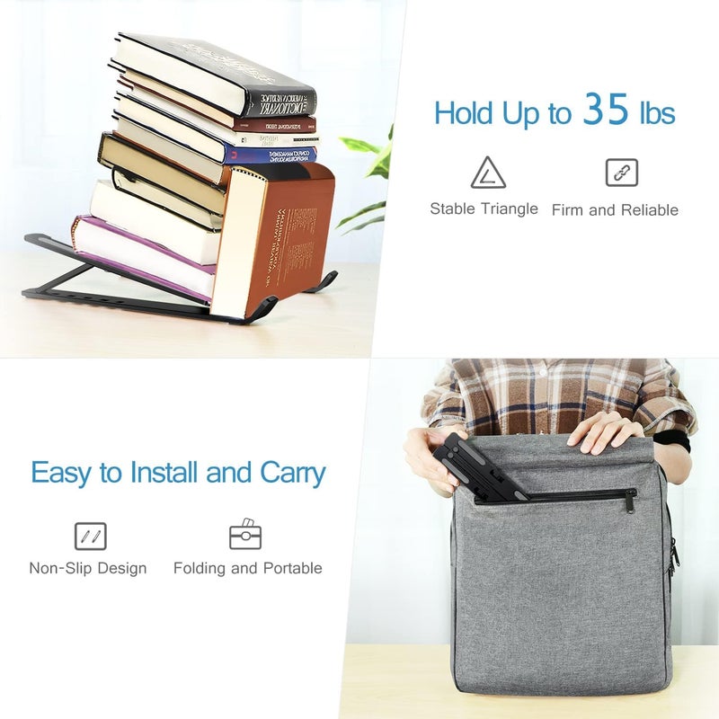 Striff طاولة قابلة للطي من الألمنيوم القابل للتعديل ergonomics لحامل الكمبيوتر المحمول/المكتب متوافقة مع MacBook و HP و Dell و Lenovo وجميع أجهزة الكمبيوتر المحمولة الأخرى - أسود - Image 4