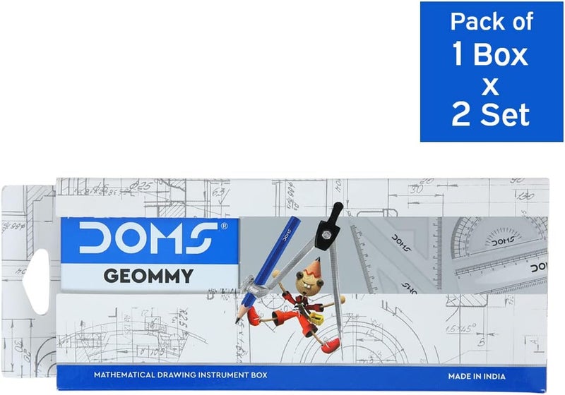 DOMS Geommy Mathematical Drawing Instrument Geometry Box Durable Blue Finish Body Safe & User Friendly Set Of 10 Instruments X Pack Of 2 - Image 2