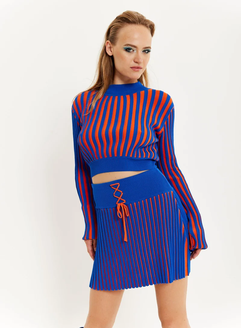 house of holland Orange And Blue Knitted Mini Skirt