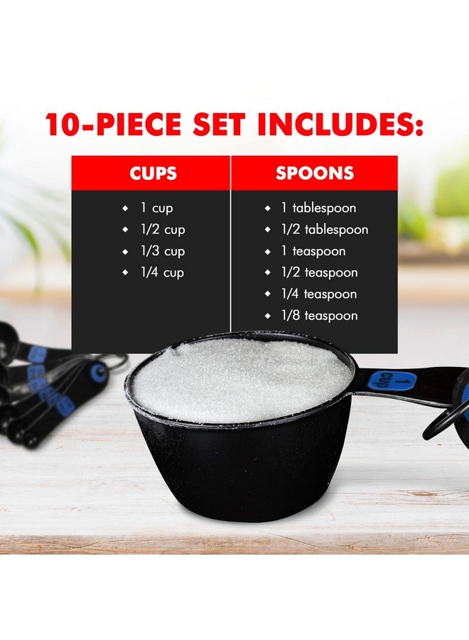 شيف كرافت طقم أكواب قياس بلاستيكية سهلة القراءة من شيف كرافت، مجموعة من 10 قطع، أزرق - Image 3