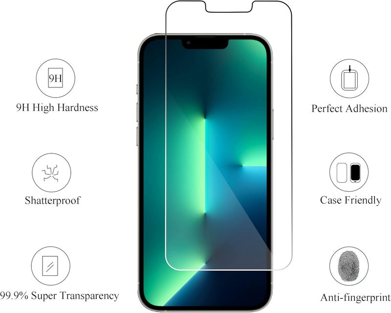 Ailun 2Pack Screen Protector for iPhone 13 Pro [6.1 inch] Display 2021 + 2 Pack Camera Lens Protector, Tempered Glass Film,[9H Hardness] - HD [Not for iPhone 13 Pro Max] - Image 2