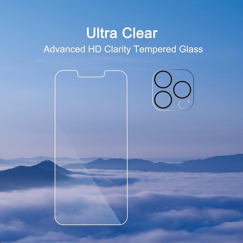 Ailun 2Pack Screen Protector for iPhone 13 Pro [6.1 inch] Display 2021 + 2 Pack Camera Lens Protector, Tempered Glass Film,[9H Hardness] - HD [Not for iPhone 13 Pro Max] - Image 4