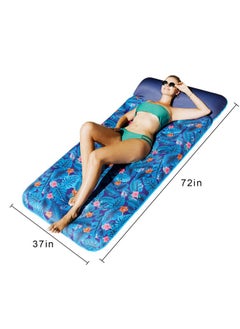 FindUWill FindUWill Oversized Pool Floats for Adults - 72" X 37" Extra Large Fabric-Covered, Inflatable Pool Lounger with Headrest Ultra-Comfort Cooling Pool Floaties Mat (XL, Monstera Blue)  - Image 3