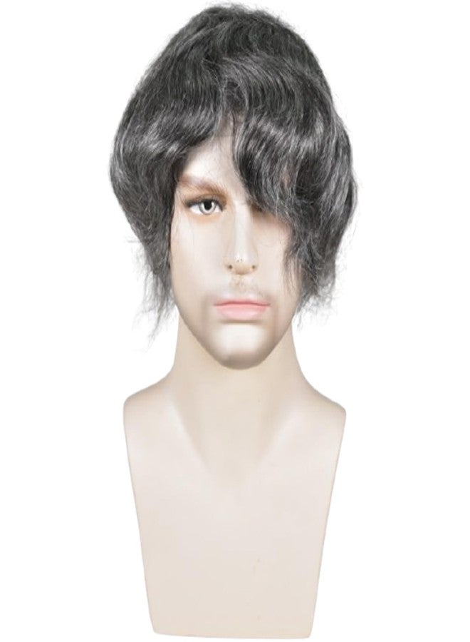 Voloria Durable Hair System for Men French Lace Front Fine Mono and Skin PU Around Mens Toupee Human Hair Pieces Natural Hairline Hair Replacement for Men 8x10INCH 1B Black with 30% White hair - Image 3