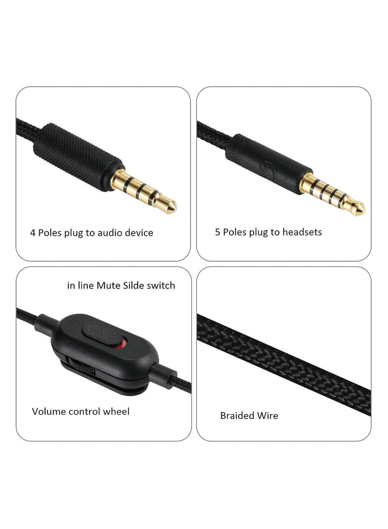 Replacement Audio Cable for G433 Headphones,Aux Cord Braided Wire with Volume Control Mic Mute Compatible with Logitech G Pro X G Pro G233 Gaming Headsets (Black) - Image 2