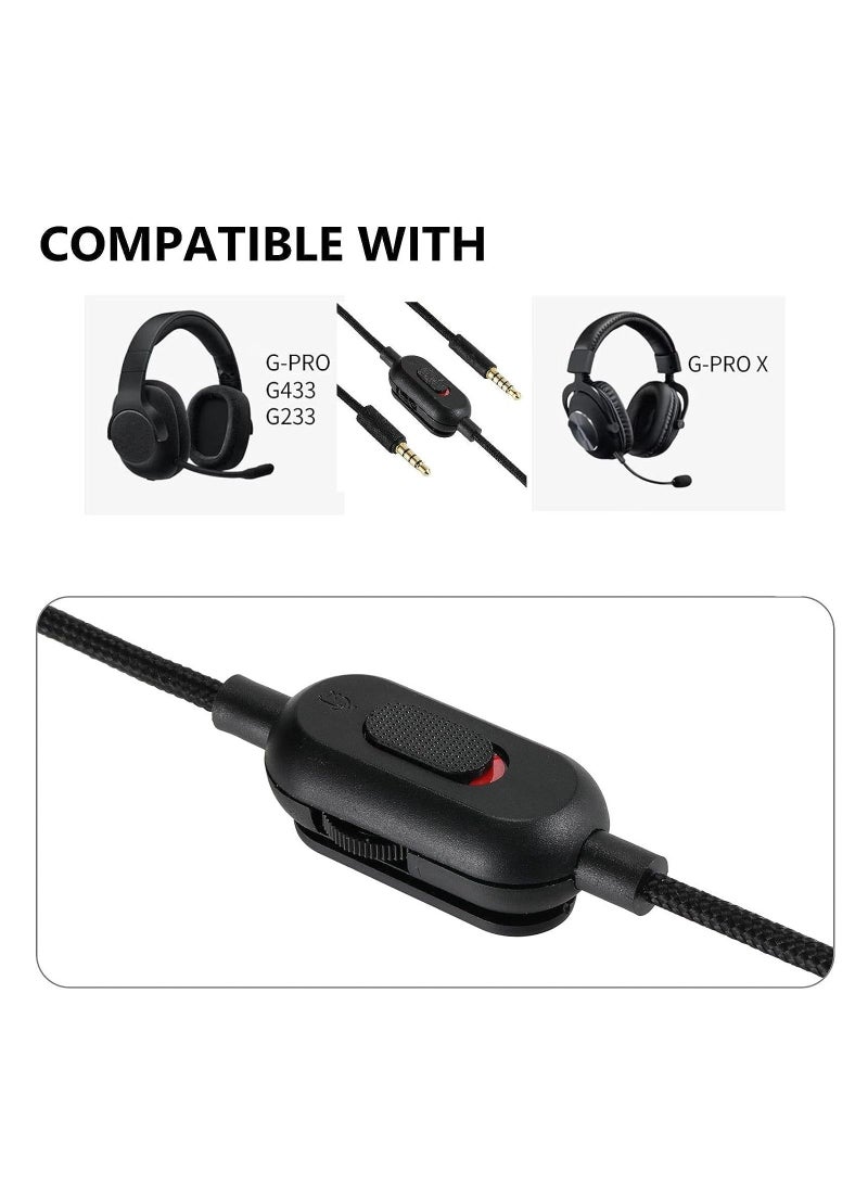 Replacement Audio Cable for G433 Headphones,Aux Cord Braided Wire with Volume Control Mic Mute Compatible with Logitech G Pro X G Pro G233 Gaming Headsets (Black) - Image 3
