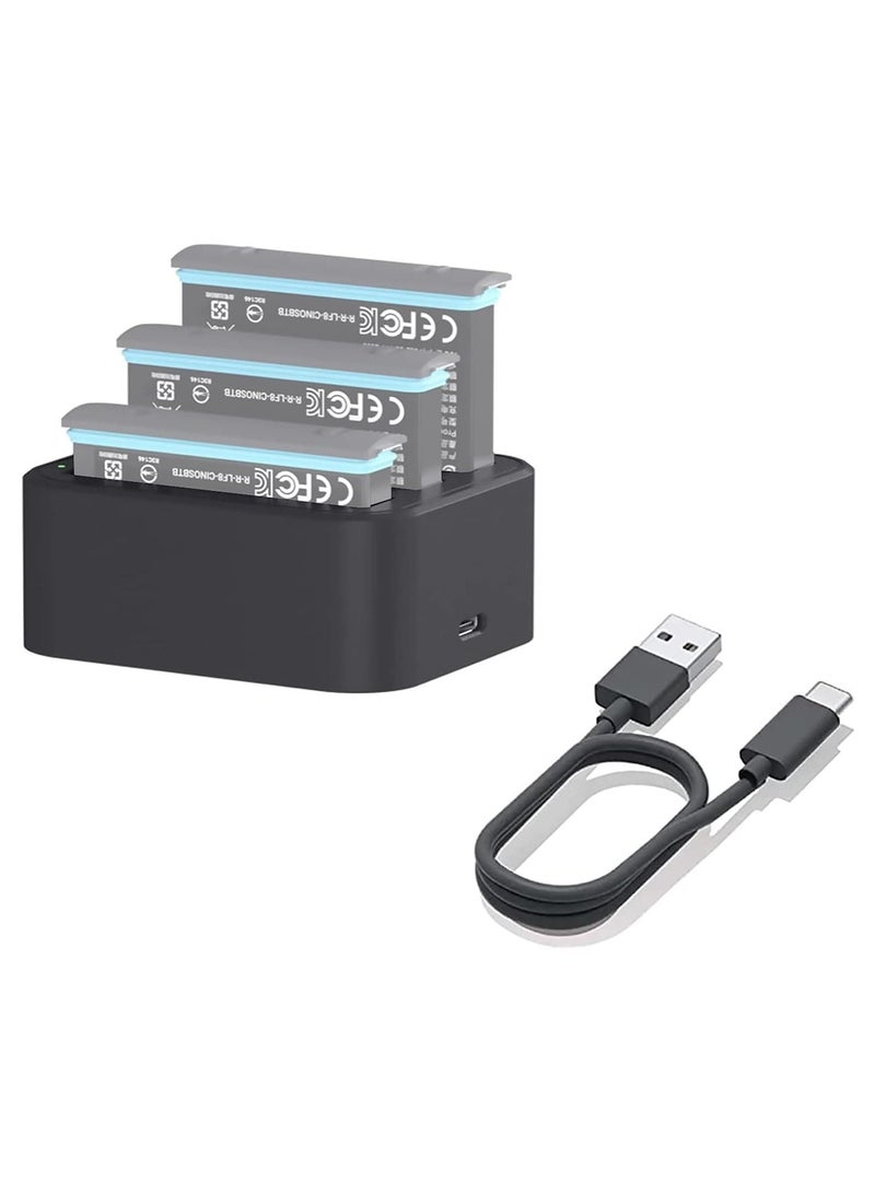 Anmi 3 Channel USB-C Battery Charger Hub for Insta360 X3/X2/One Camera, Fast Battery Charger Station with USB Type-C Charging Cable Accessories - Image 1