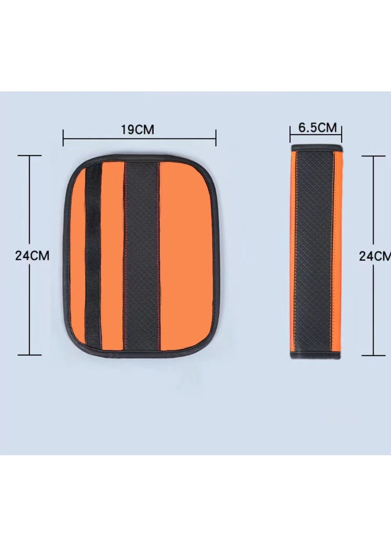 Generic 1pc Seat Belt Cover Pad Faux Leather Shoulder Universal Car Seatbelt Protector Strap Harness Accessories Comfortable for Car Auto Orange  - Image 3