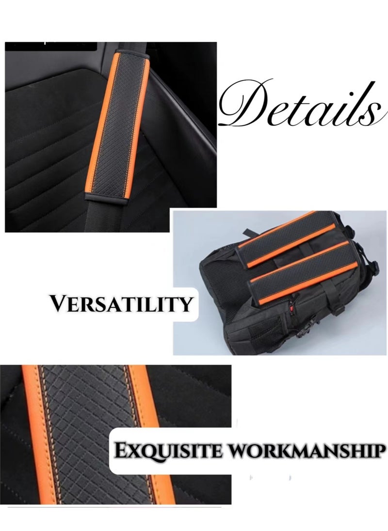 Generic 1pc Seat Belt Cover Pad Faux Leather Shoulder Universal Car Seatbelt Protector Strap Harness Accessories Comfortable for Car Auto Orange  - Image 2