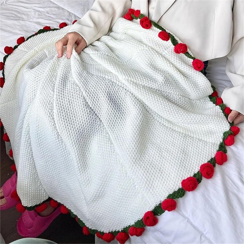 بطانية باقة الزهور الكروشيه، بطانية باقة الزهور، كروشيه DIY لعيد الميلاد وعيد الأم (أصفر) - Image 4