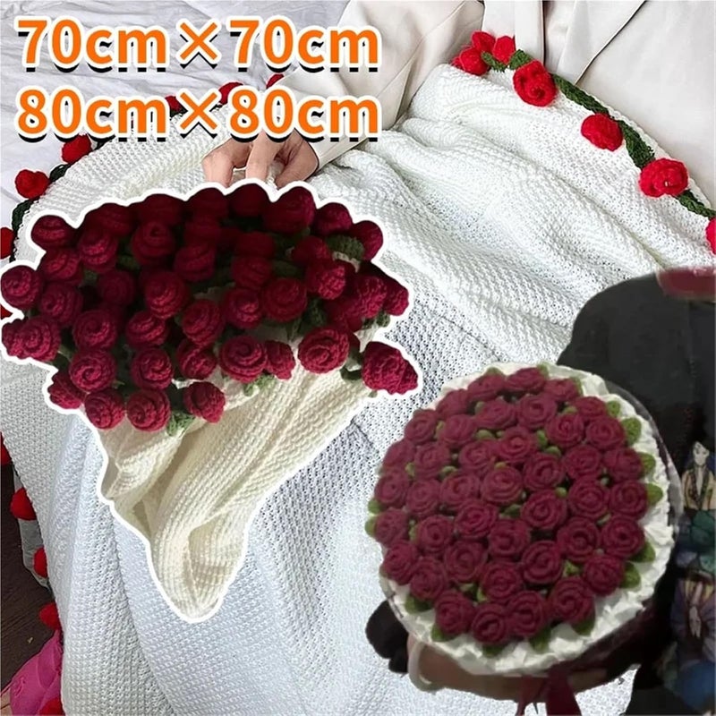 بطانية باقة الزهور الكروشيه، بطانية باقة الزهور، كروشيه DIY لعيد الميلاد وعيد الأم (أصفر) - Image 2