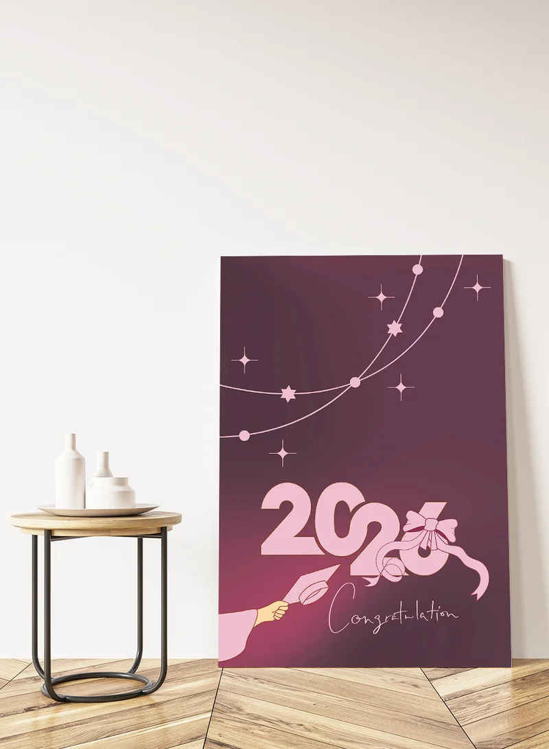 LOWHA Class of 2026 Graduation Canvas Wall Art Stretched Over Wooden Frame with Congratulation Design