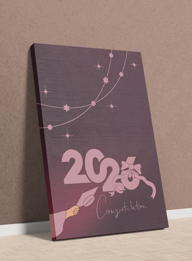 LOWHA Class of 2026 Graduation Canvas Wall Art Stretched Over Wooden Frame with Congratulation Design