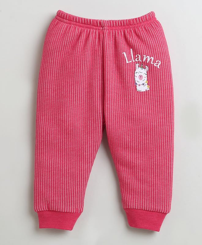 BUMZEE Dark Pink Girls Full Sleeves Cotton Thermal Jabla & Jogger Set Age - 6-9 Months (Peb9633D-dpk) - Image 4