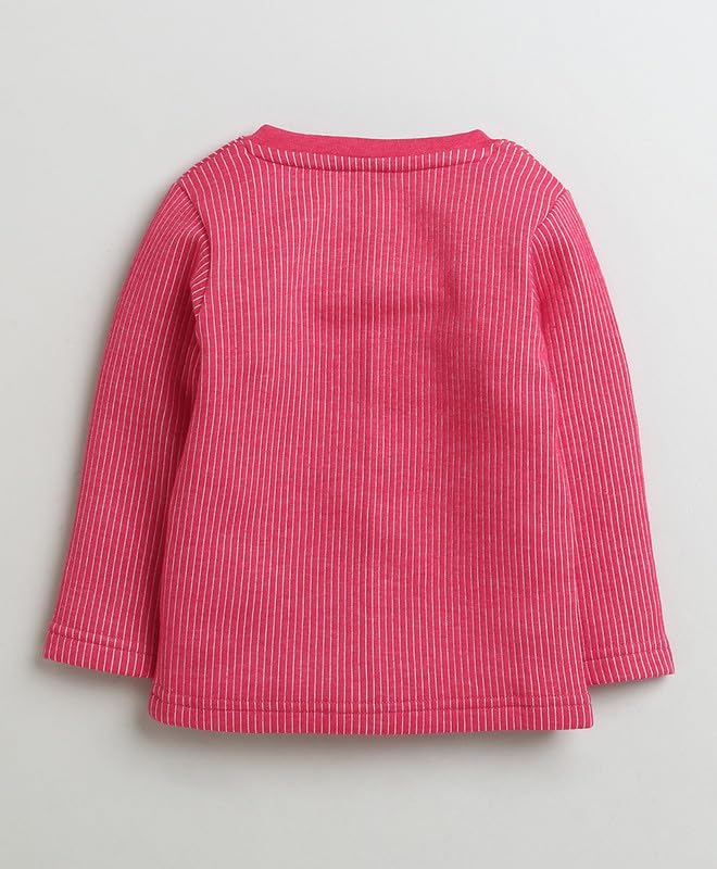 BUMZEE Dark Pink Girls Full Sleeves Cotton Thermal Jabla & Jogger Set Age - 6-9 Months (Peb9633D-dpk) - Image 3