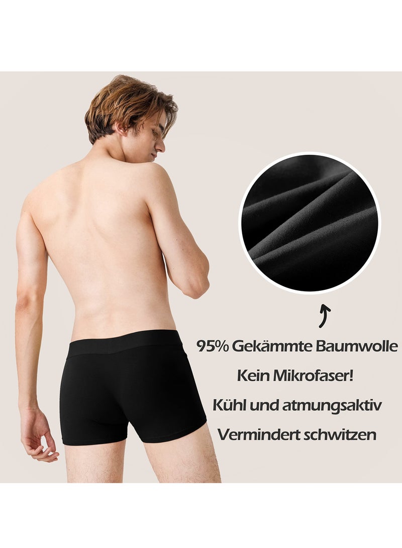 QINCAO QINCAO Men's boxer briefs, retro, pure cotton material, 6 pieces pure black size XXXL  - Image 2