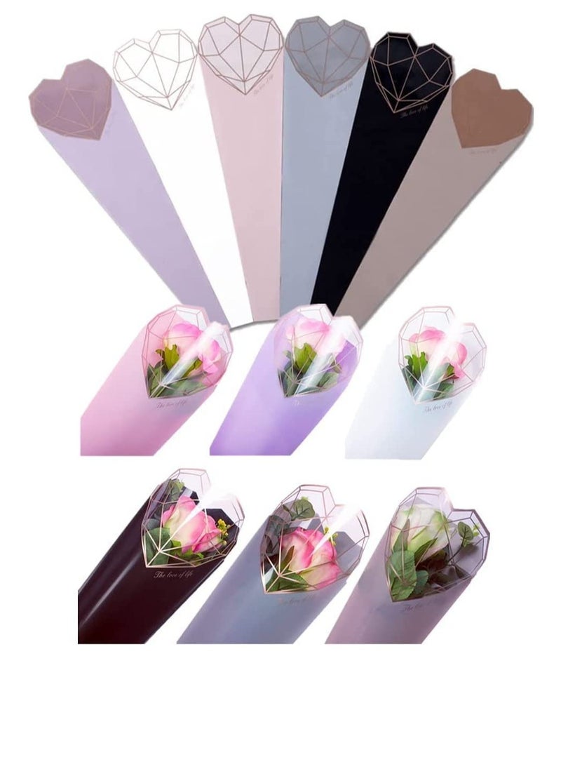 Flower Packaging Bag, 120 Pcs/6 Color Single Rose Sleeve Bouquet Bags, Simple Diamond Heart Shape Flower Gift Packaging, Waterproof Material, for Wedding Valentine's Day Mother's Day - pzsku/ZFF2E32E047B039E44988Z/45/_/1717031641/56d0ff7d-9f86-4a4e-a301-dc29abdb7571