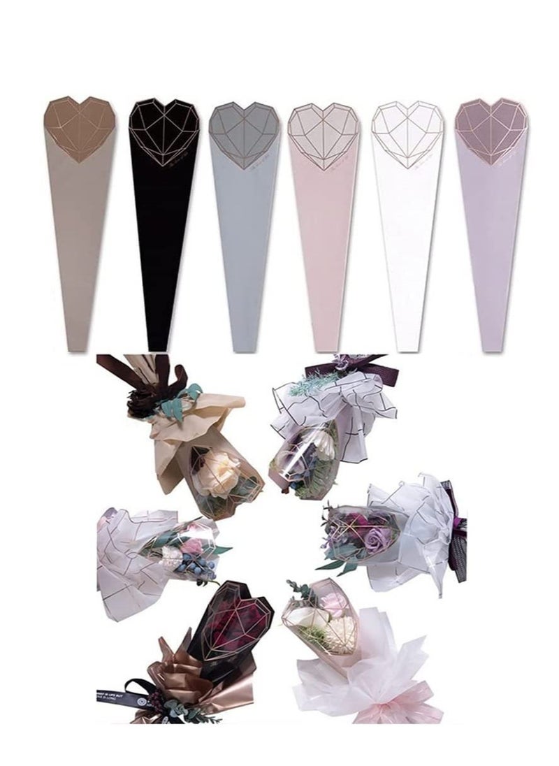 Flower Packaging Bag, 120 Pcs/6 Color Single Rose Sleeve Bouquet Bags, Simple Diamond Heart Shape Flower Gift Packaging, Waterproof Material, for Wedding Valentine's Day Mother's Day - pzsku/ZFF2E32E047B039E44988Z/45/_/1717031653/bb13aa3c-4334-4617-be8f-707d93f5109c