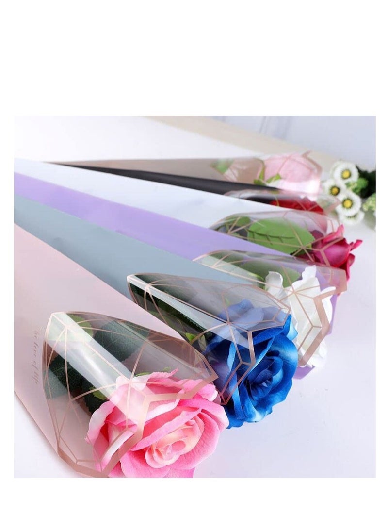 Flower Packaging Bag, 120 Pcs/6 Color Single Rose Sleeve Bouquet Bags, Simple Diamond Heart Shape Flower Gift Packaging, Waterproof Material, for Wedding Valentine's Day Mother's Day - pzsku/ZFF2E32E047B039E44988Z/45/_/1717031804/510fd0b3-f301-4849-a041-3684256d9d15