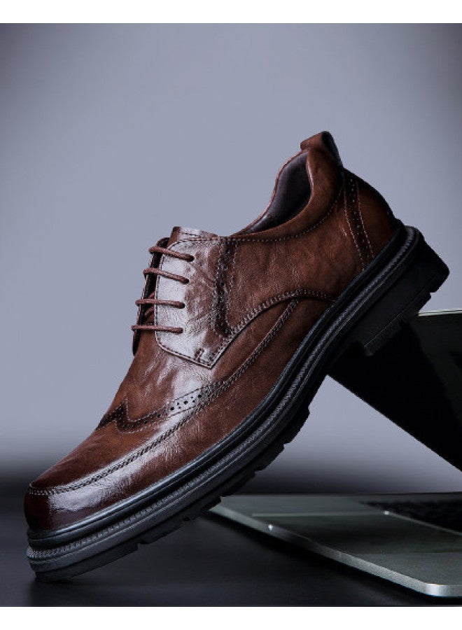 Fapai Men's Leather Shoes Spring Autumn Men's Business Leather Shoes Formal Wedding Shoes Versatile Casual Leather Shoes Derby Shoes - Image 1
