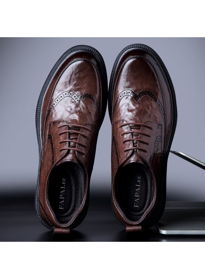 Fapai Men's Leather Shoes Spring Autumn Men's Business Leather Shoes Formal Wedding Shoes Versatile Casual Leather Shoes Derby Shoes - Image 2