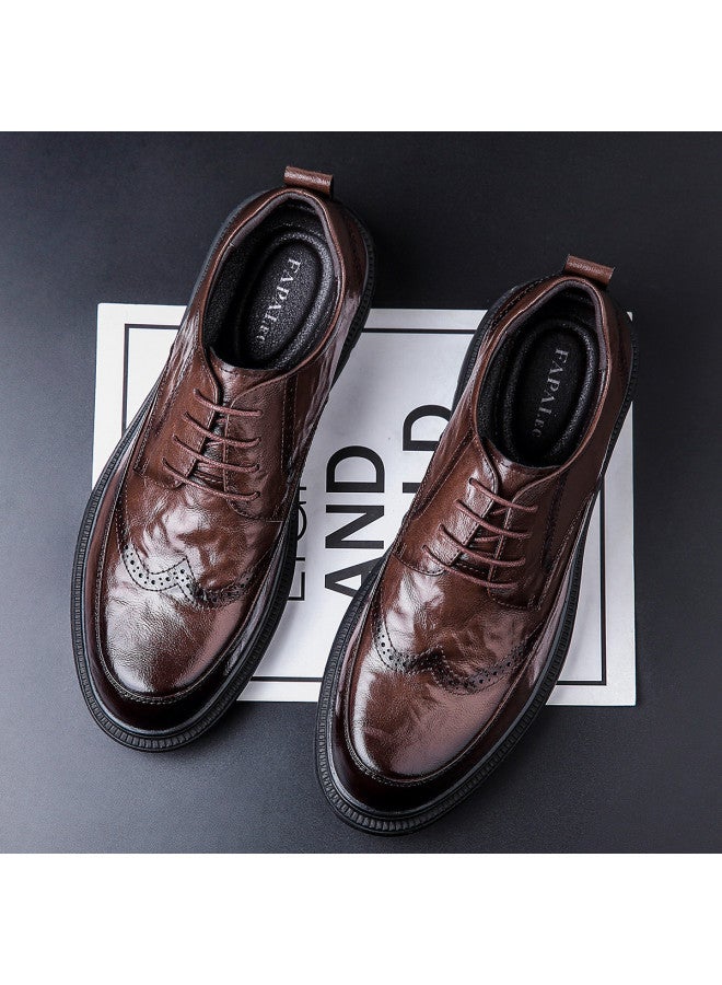 Fapai Men's Leather Shoes Spring Autumn Men's Business Leather Shoes Formal Wedding Shoes Versatile Casual Leather Shoes Derby Shoes - Image 4