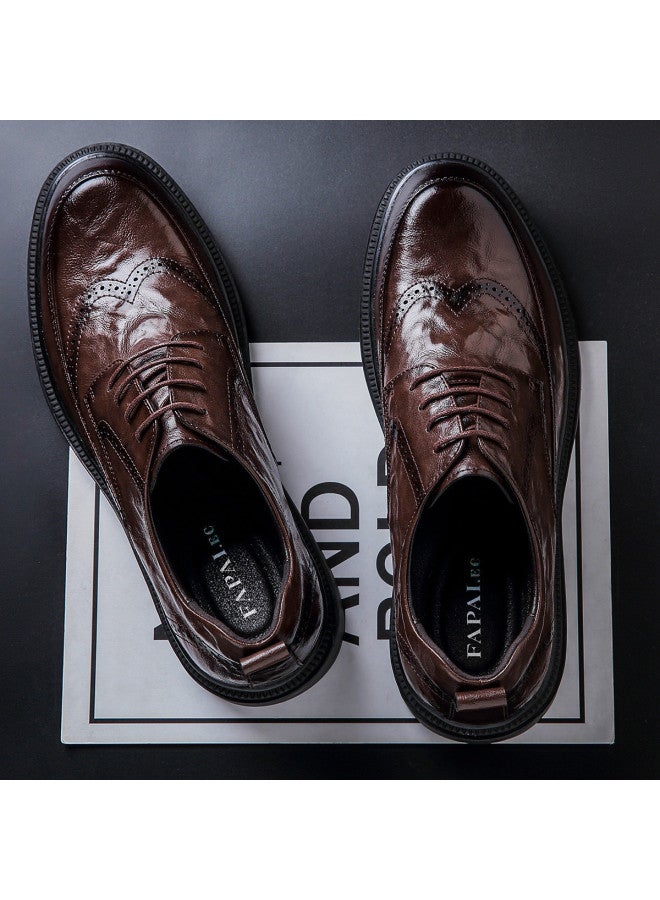 Fapai Men's Leather Shoes Spring Autumn Men's Business Leather Shoes Formal Wedding Shoes Versatile Casual Leather Shoes Derby Shoes - Image 3