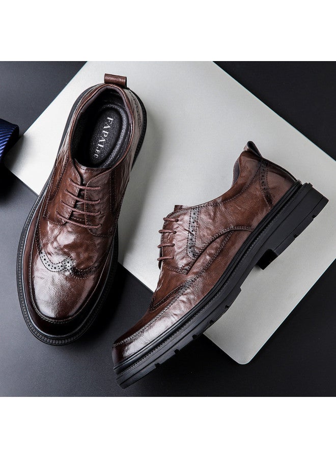 Fapai Men's Leather Shoes Spring Autumn Men's Business Leather Shoes Formal Wedding Shoes Versatile Casual Leather Shoes Derby Shoes - Image 5