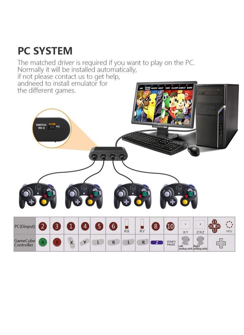 Bukela - Gamecube Adapter for Nintendo Switch Gamecube Controller Adapter and WII U and PC, Super Smash Bros Gamecube Controller Adapter. Support Turbo and Vibration Features with 180cm Long Cable - Image 1