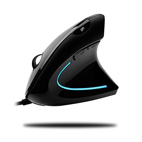 ADESSO Wired Vertical Ergonomic Illuminated Optical 6-Button USB Mouse - Right Hand Orientation, Black - Image 1