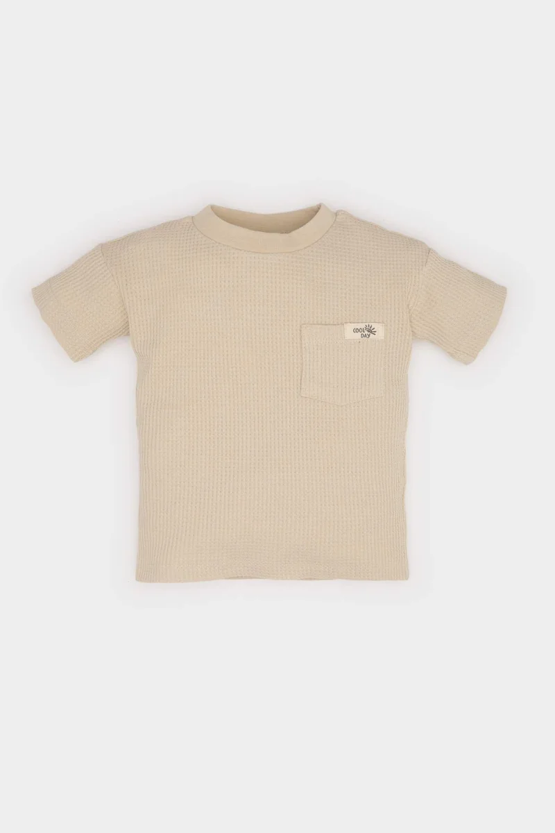 ديفاكتو Baby Boy Regular Fit Crew Neck Waffle T-Shirt