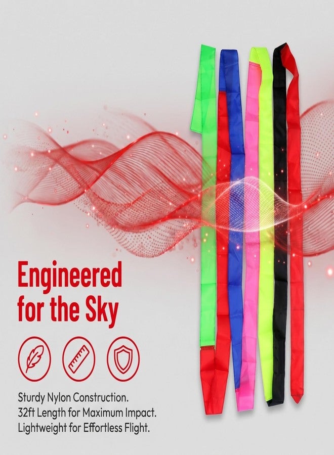 SAFIGLE 2Pcs Kite Flat Ribbon Tail Streamer 32Ft Long for Outdoor Kite Flying Accessories Floating Turning Tail for Stable Flight and Decoration - Image 3